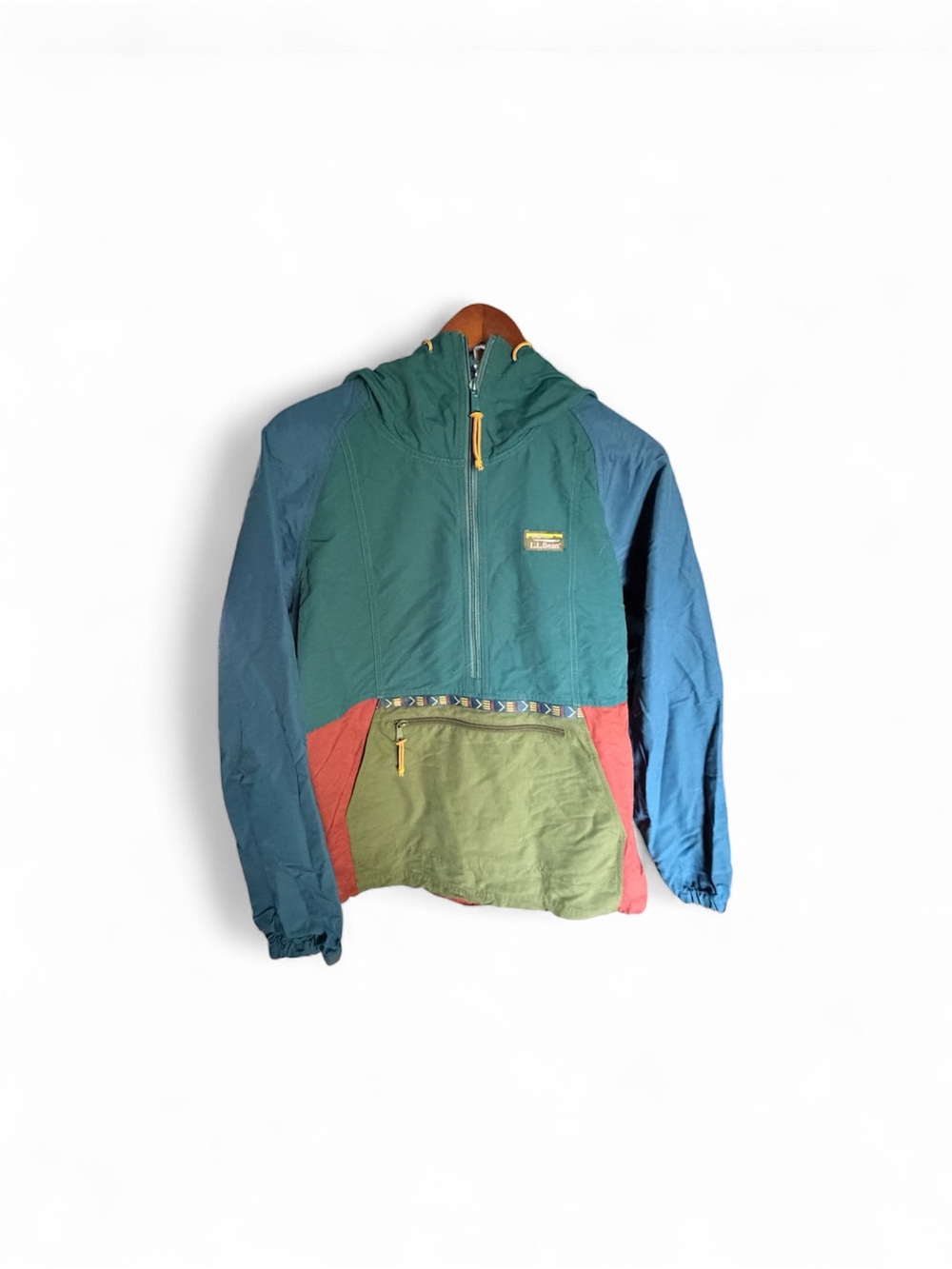 L.L. Bean Colorblock Hooded Pullover Jacket in Teal, Navy & Olive. Never worn.